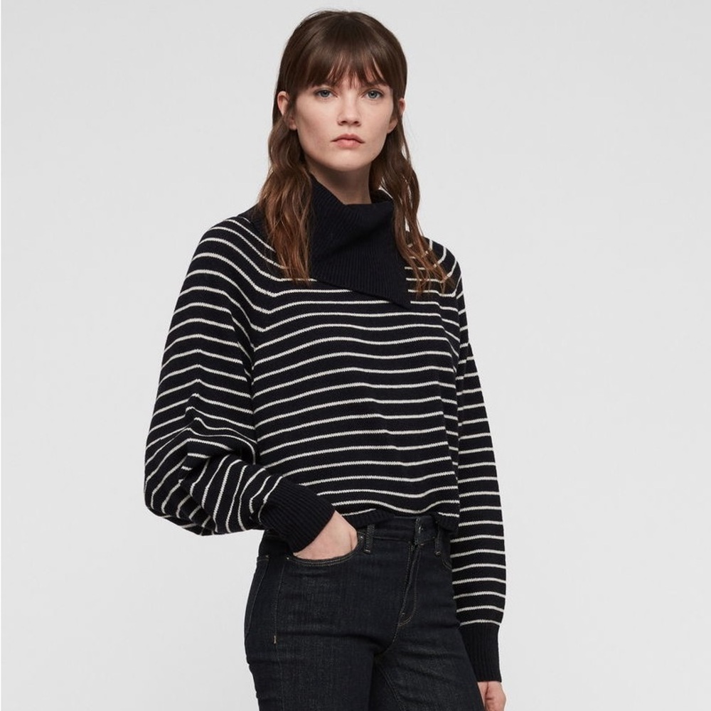 Striped Navy and White Women's Sweater